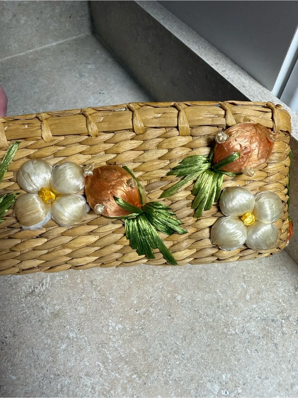 Vintage Fire-King 409 Peach Lustre Baking Dish Handmade Strawberry Basket